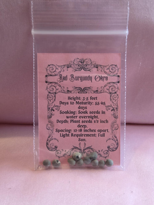 10 Red Burgundy Okra Seeds