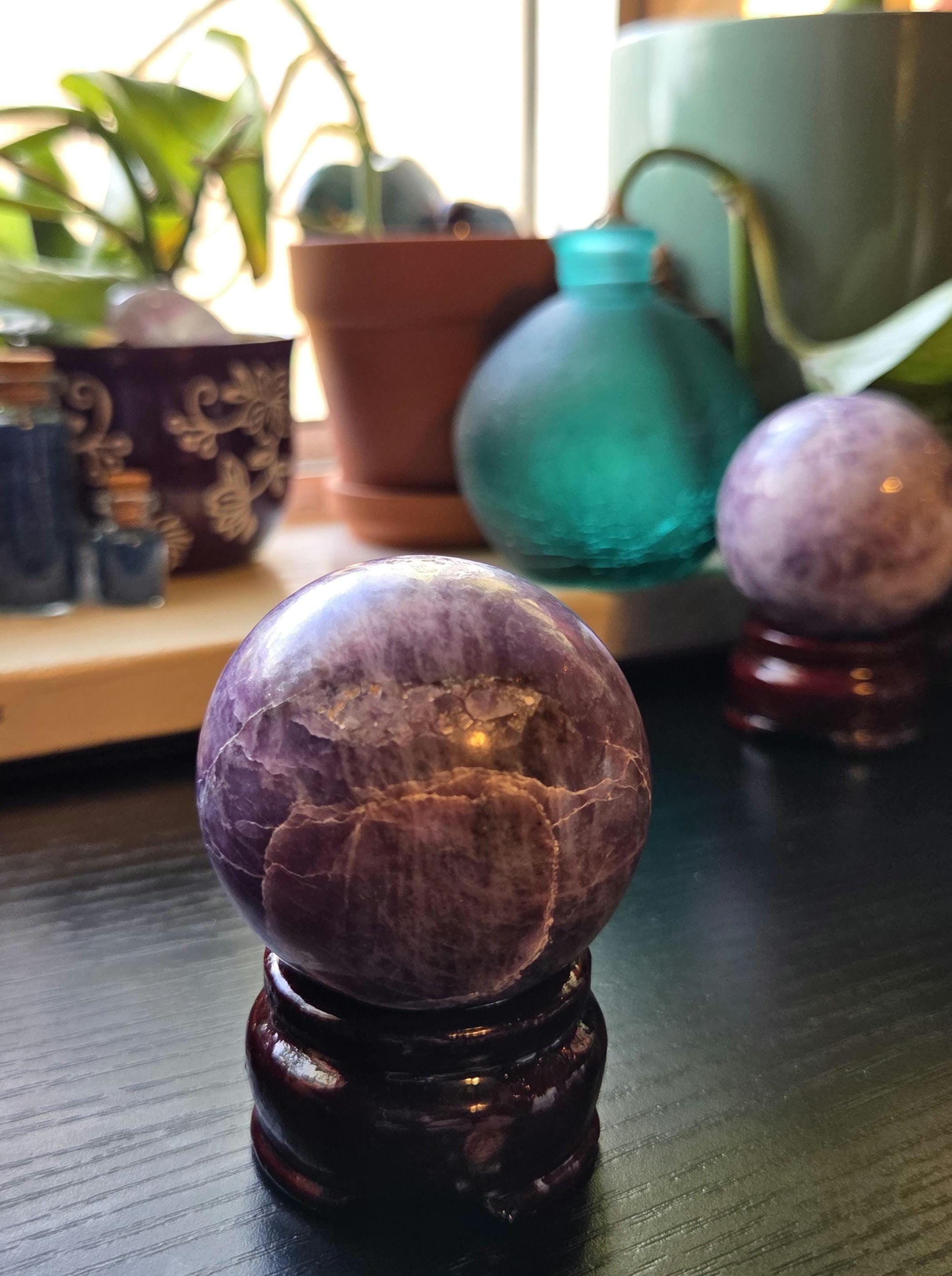 Lepidolite Crystal Sphere with stand