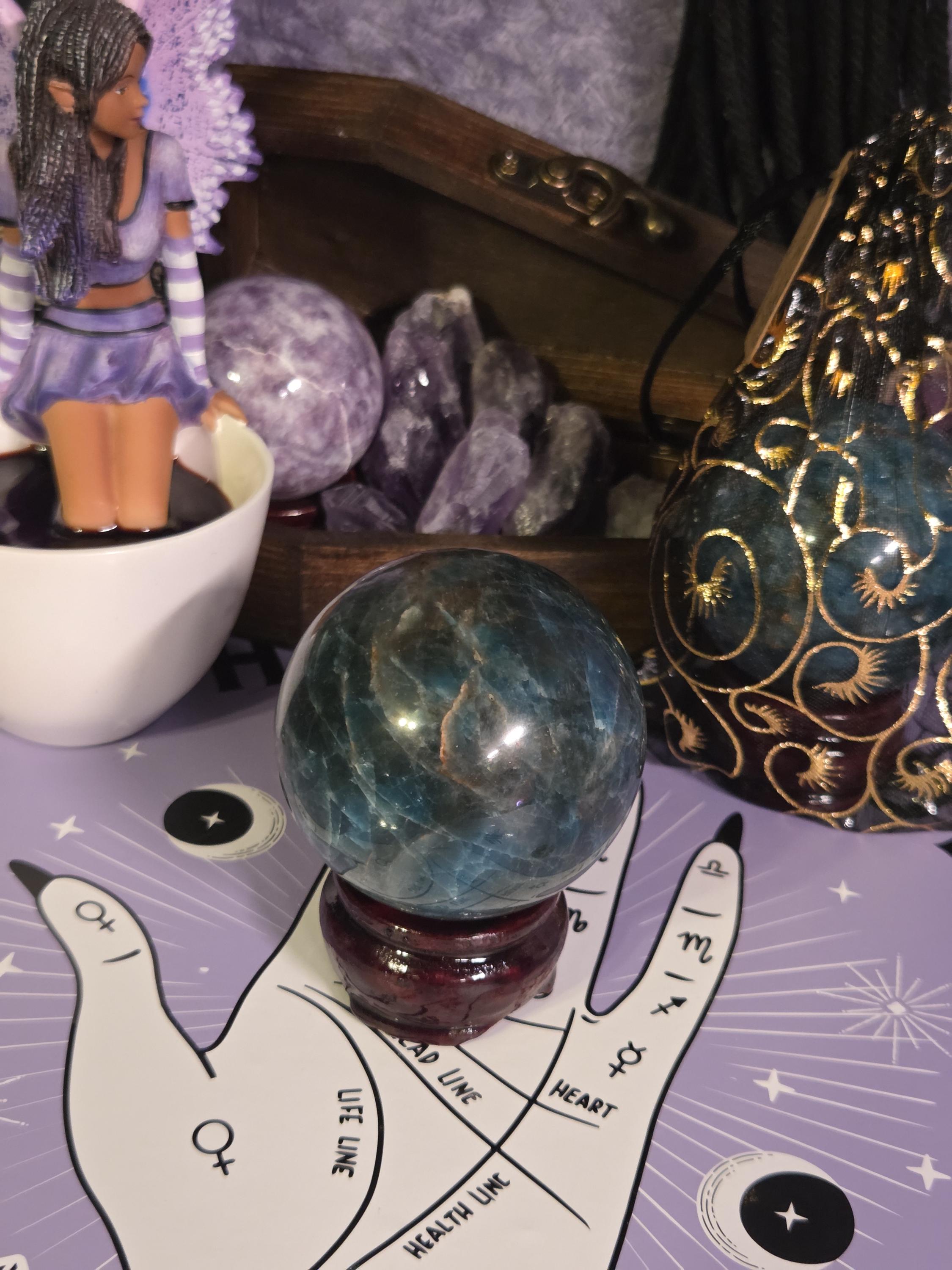 Large Chrysocolla Crystal Sphere with stand