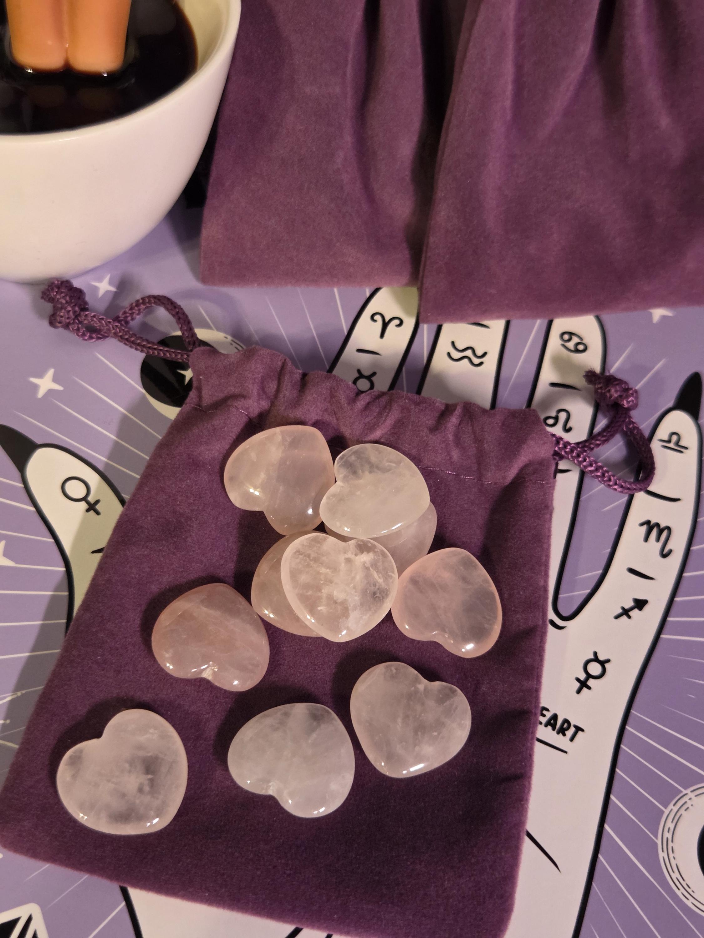 10 Mini Rose Quartz Crystal Hearts
