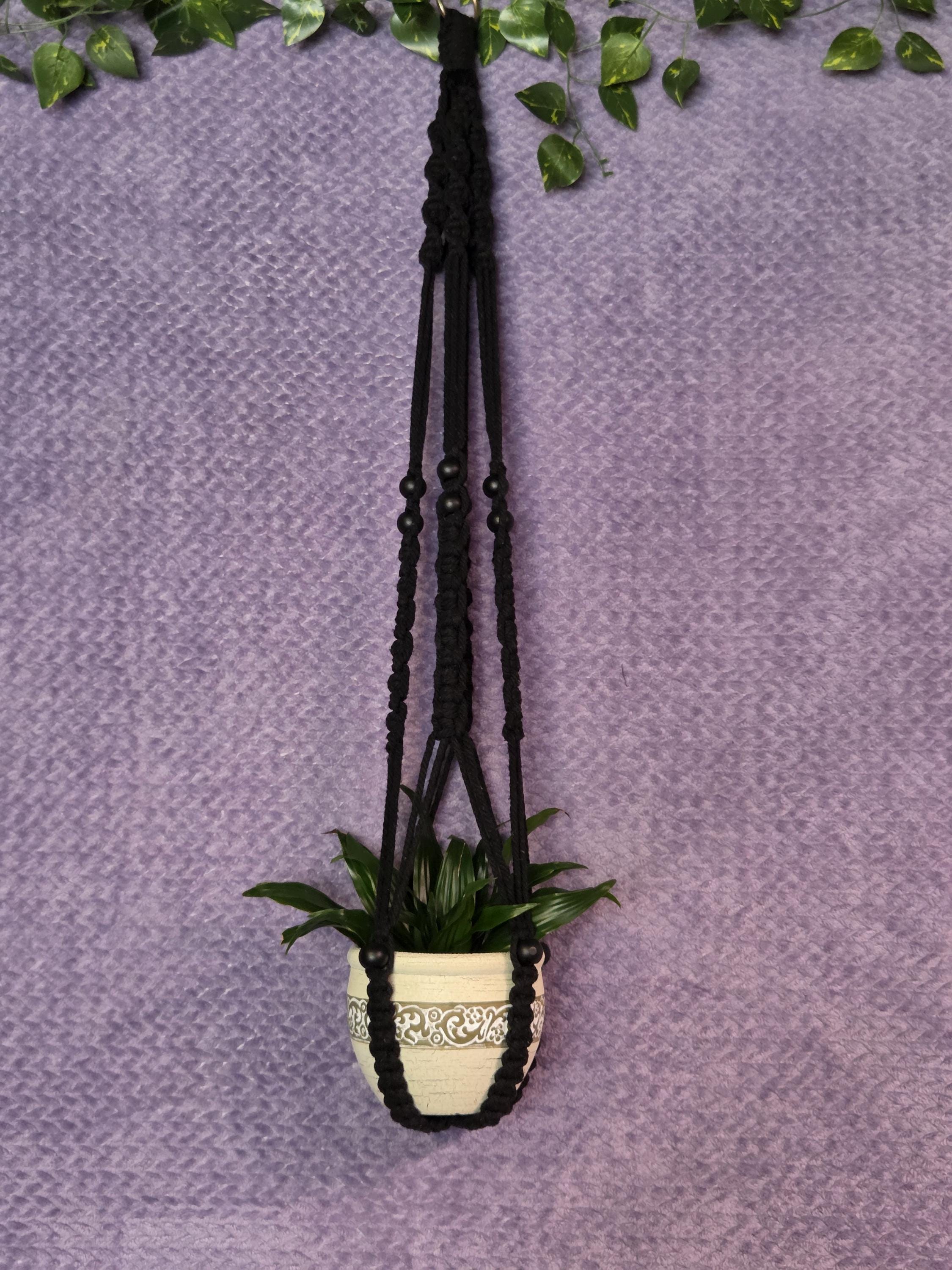 Black Macrame Plant Hanger for Wall