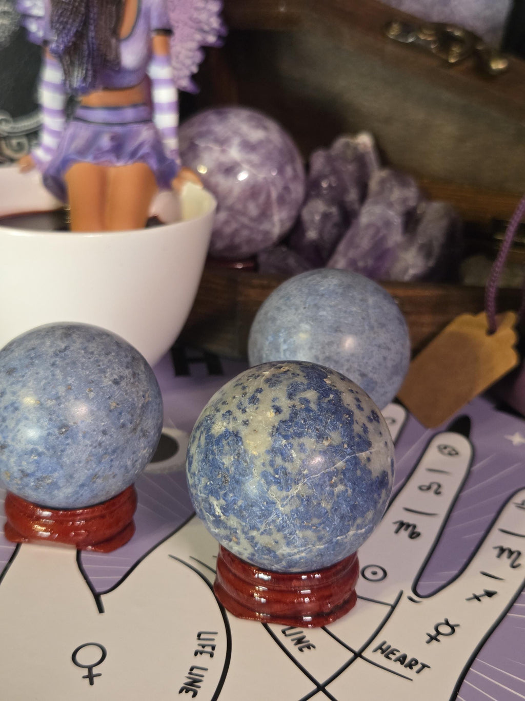 Small Dumortierite Crystal Sphere with stand