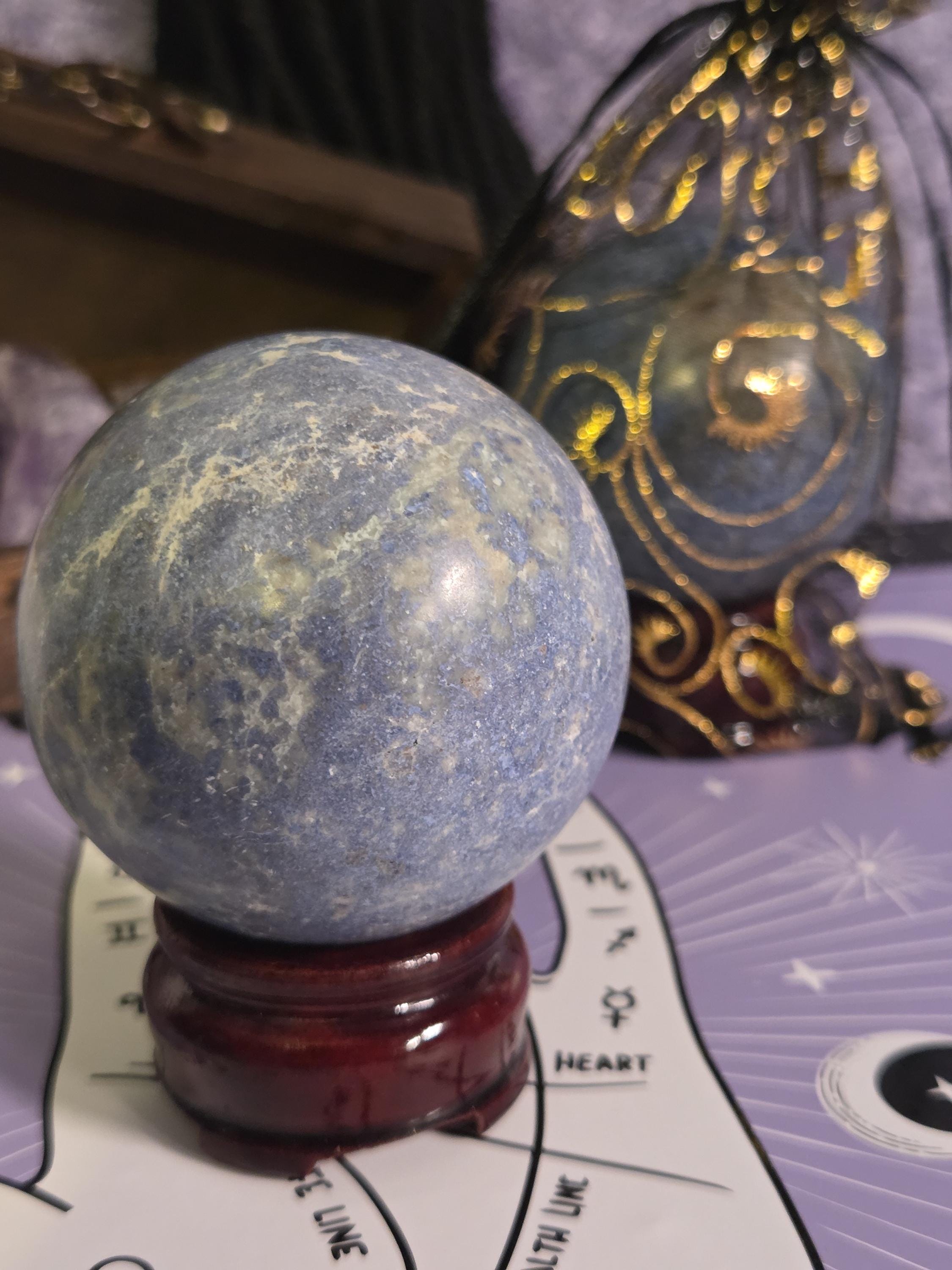 Large Dumortierite Crystal Sphere with stand