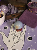 Small Angelite Celestite Crystal Sphere with stand