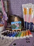 Set of 12 Acrylic Paint and Brushes Kit