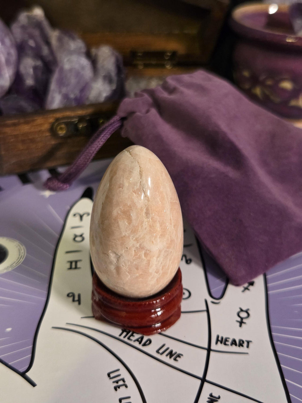 Small Peach Moonstone Crystal Egg