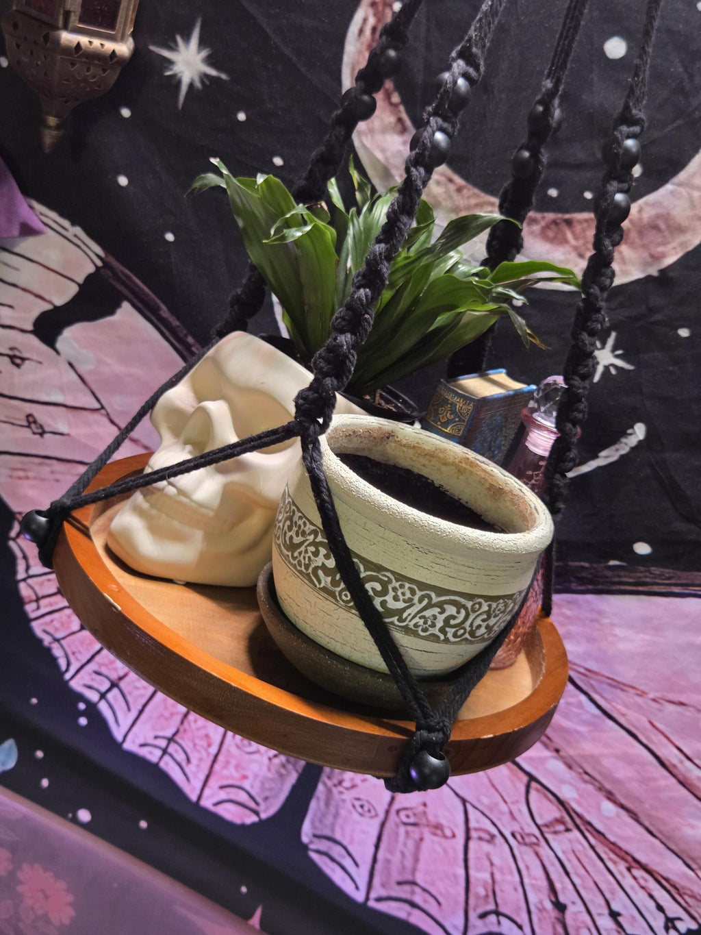White 5 inch Clay Plant Pot with Brown Planter Plate