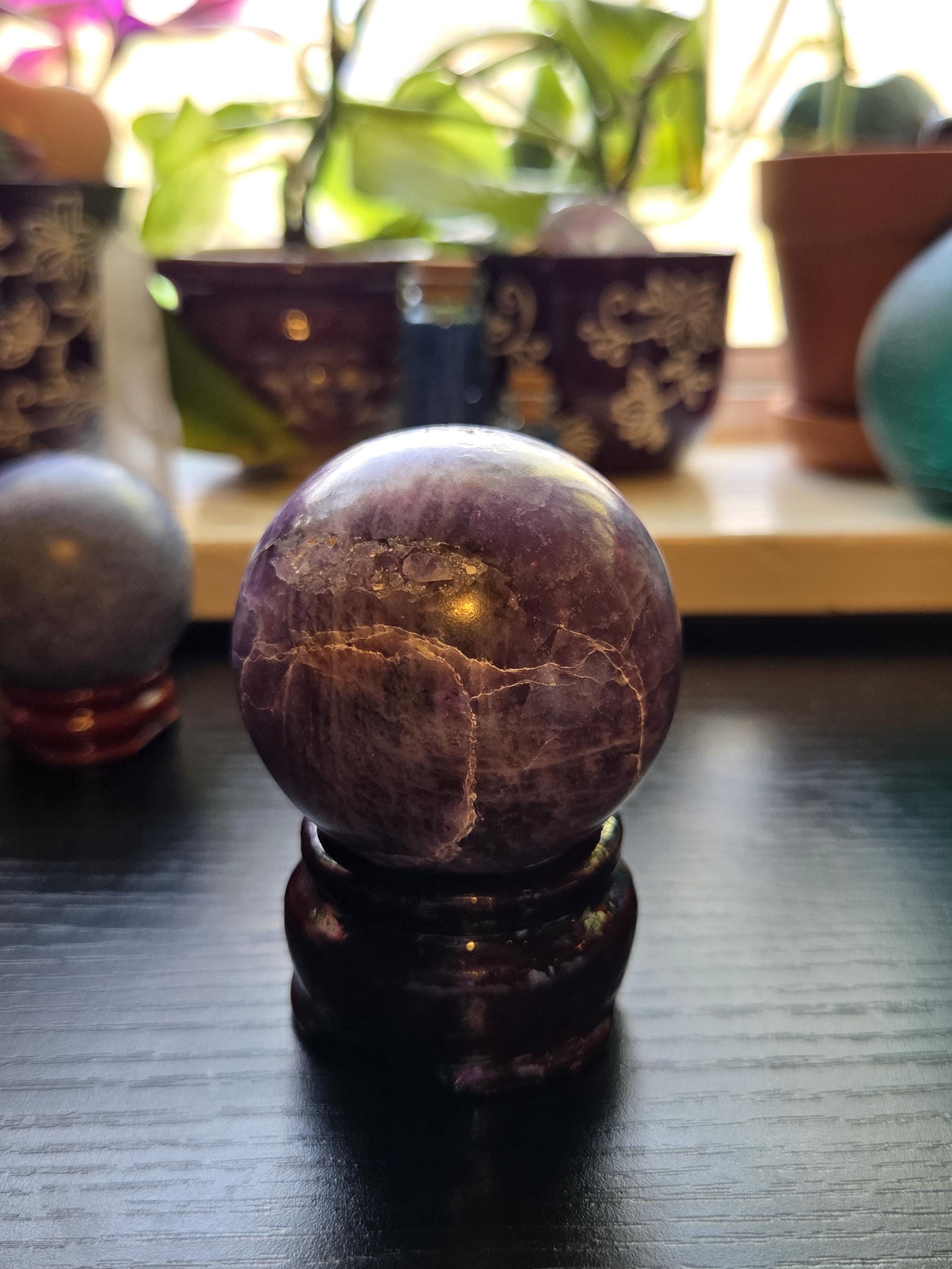 Lepidolite Crystal Sphere with stand