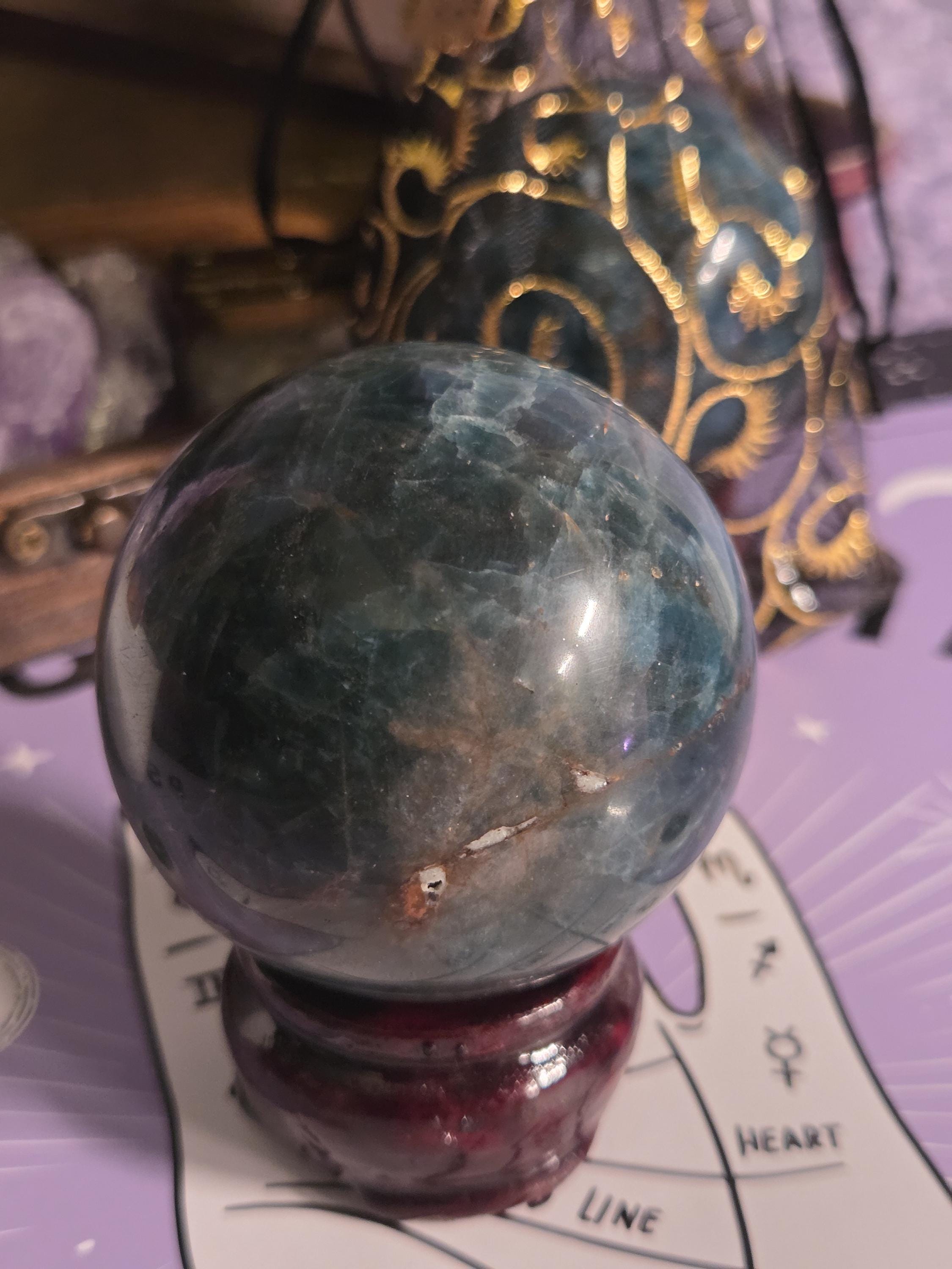 Large Chrysocolla Crystal Sphere with stand