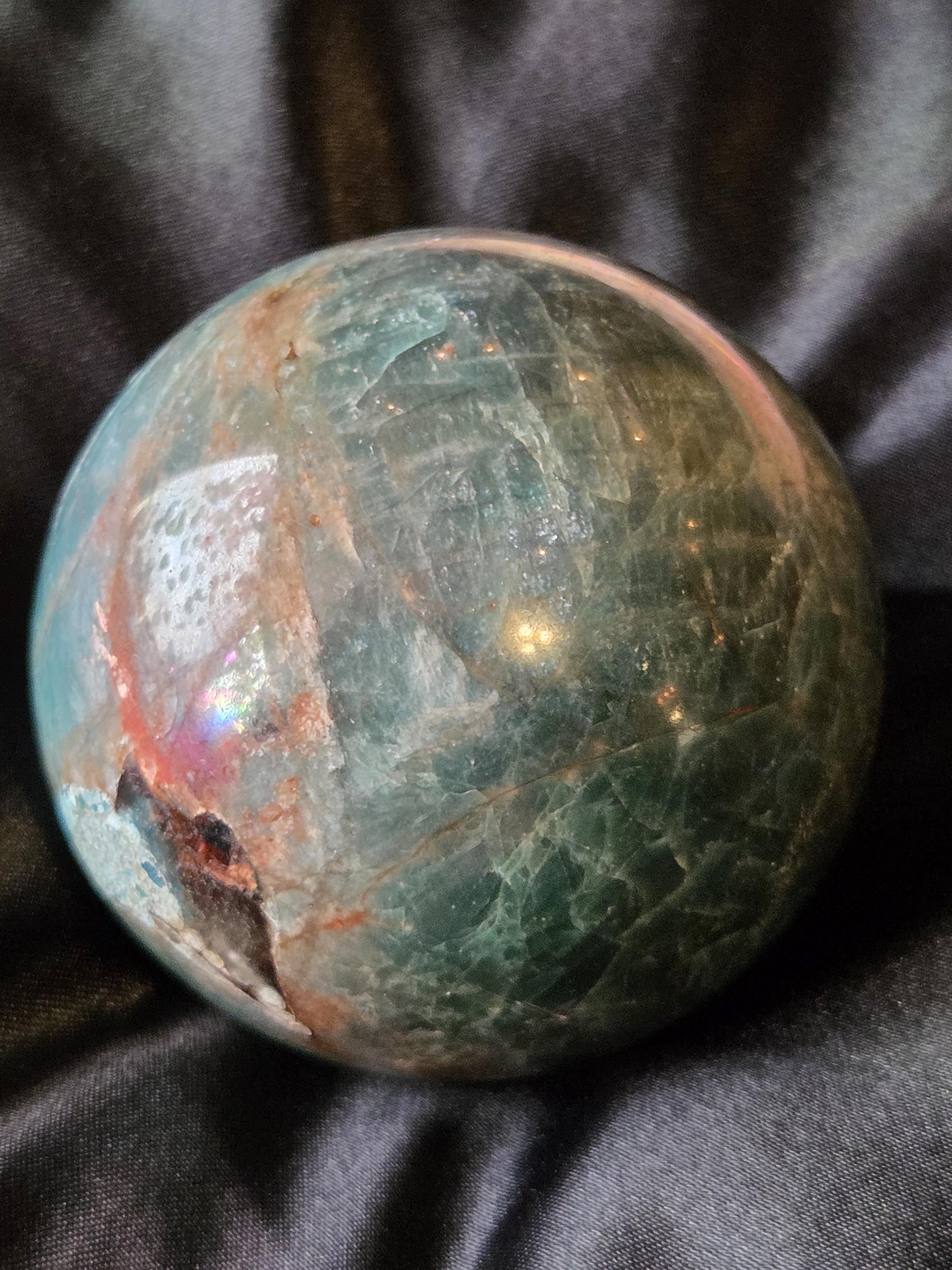Large Chrysocolla Crystal Sphere with stand
