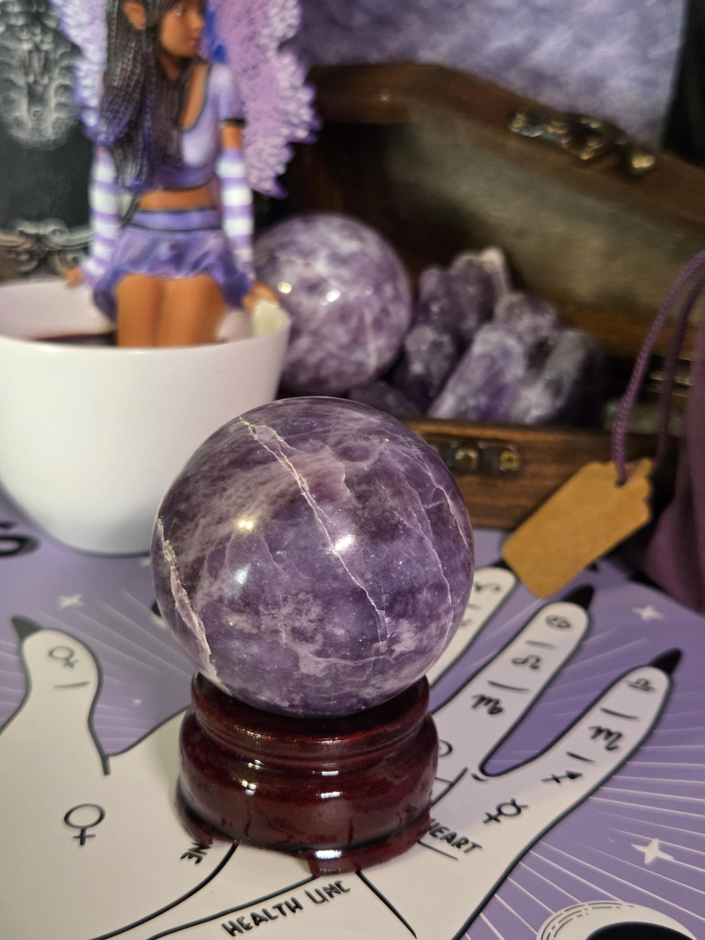 Lepidolite Crystal Sphere with stand