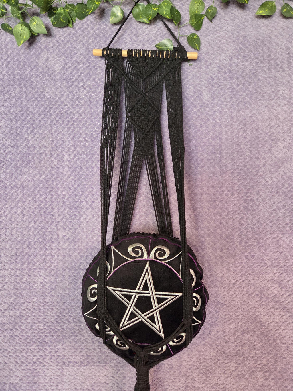 Black Macrame Plant Hanger for Wall