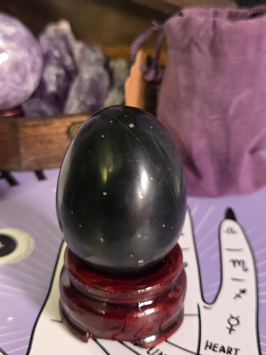 Black Agate Crystal Egg