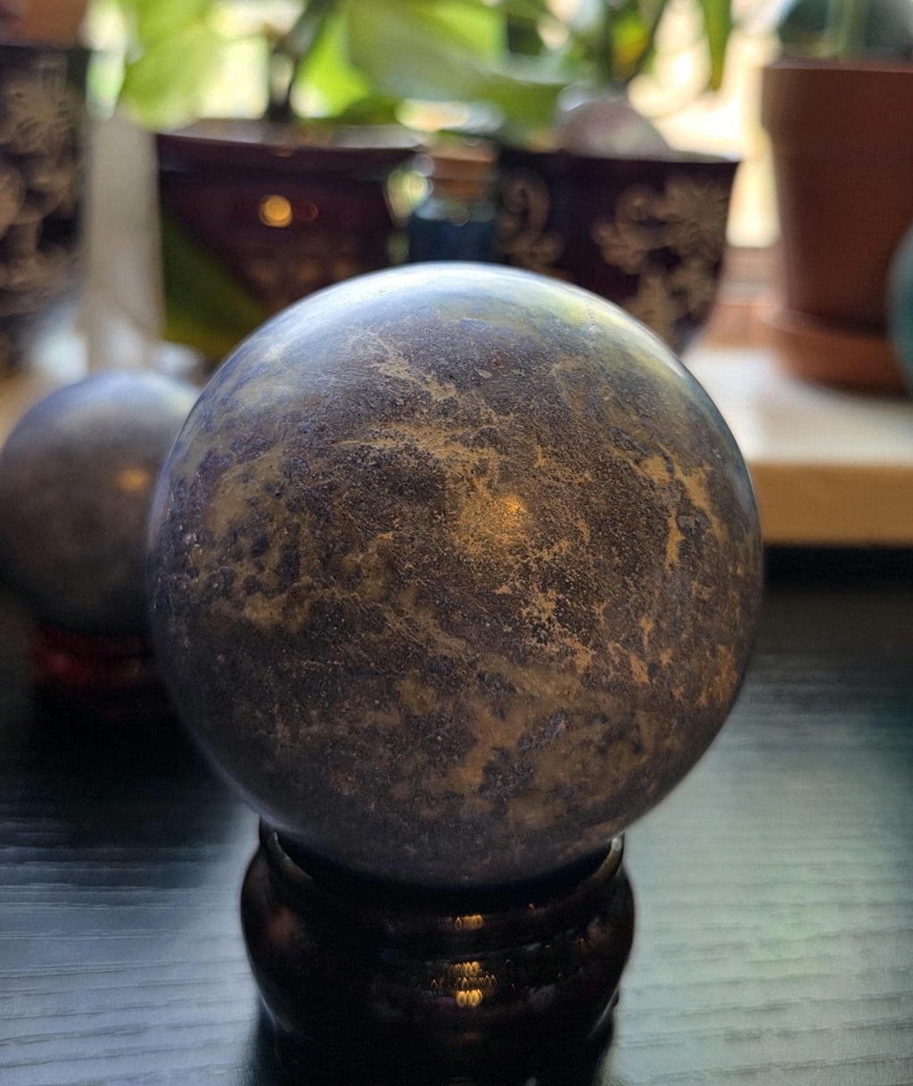 Large Dumortierite Crystal Sphere with stand