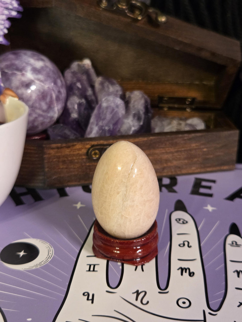 Small Peach Moonstone Crystal Egg